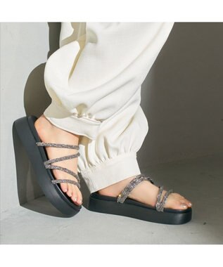 MODE ET JACOMO <carino>厚底ビジューサンダル ブラック