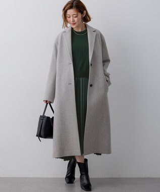 23区 L ニットセットアップ プリーツコンビ ワンピース ダークグリーン系