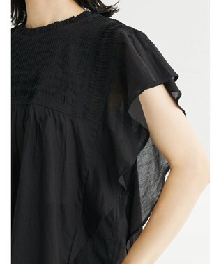 Green Parks Ｉ　フリルノースリーブブラウス Black