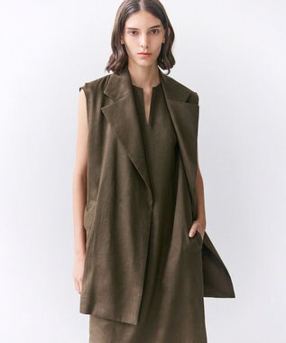 BEIGE， MICA /  リネンブレンドベルト付きジレ