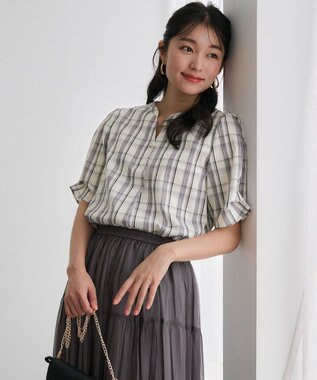 ANY SIS S 【洗える】ピケチェックT ブラウス アイボリー系3