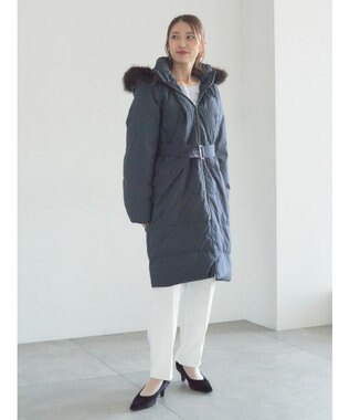 Te chichi 【宮本茉由着用】フードロングダウンコート ネイビー