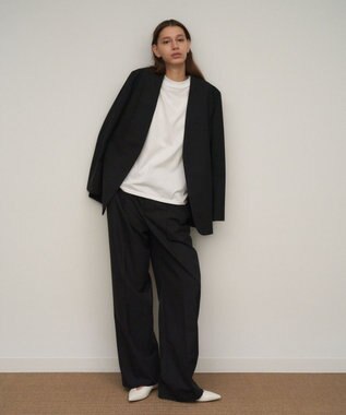 ATON WOOL TROPICAL | ノーカラージャケット BLACK