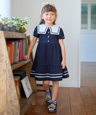 ANY KIDS セーラーカラー ワンピース ネイビー