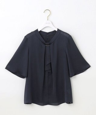 ANY SIS 【洗える】メタルパーツボウタイ ブラウス ネイビー