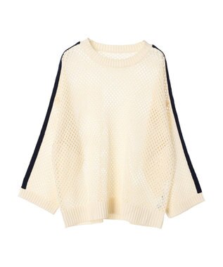 Green Parks ラインメッシュニットプルオーバー Ivory