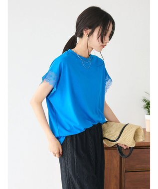 CRAFT STANDARD BOUTIQUE レーススリーブカットプルオーバー Blue