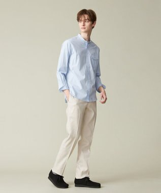 J.PRESS MEN ポプリンマルチストライプ バンドカラーシャツ ブルー系1