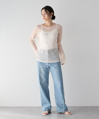YECCA VECCA 袖レースシアートップス Ivory