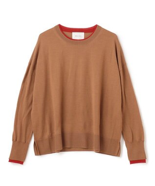 BEIGE， 【S-size】LA MONNAIE / クルーネックニット Red×Camel
