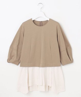 自由区 S 【洗える】カラミストライプコンビジャージ トップス ダークサンド