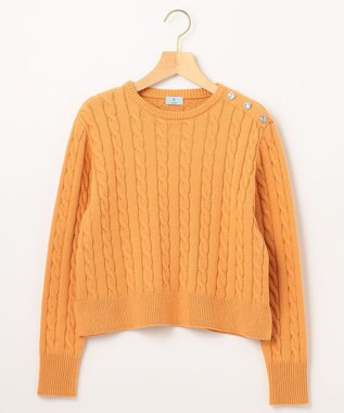 組曲 【ビジューボタン付き】SOBANE ケーブルプルオーバー ニット オレンジ系