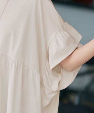 Tiaclasse 【洗える】ギャザー切り替えフレアプルオーバー アイボリー