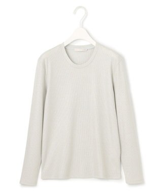 ICB 【洗える】 シャイニーリブテレコ プルオーバー ライトグレー×シルバー系