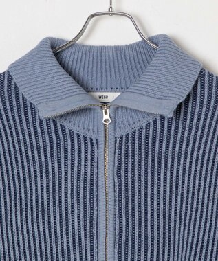 WEGO ダブルジップショートカーデ ブルー