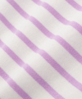 earth music&ecology バイカラースクエアネックボーダープルオーバー Lilac