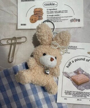 WEGO もこもこファンシーうさぎぬいぐるみキーホルダー ベージュ