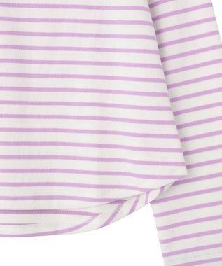 earth music&ecology バイカラースクエアネックボーダープルオーバー Lilac