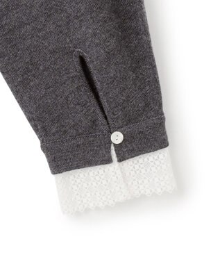 23区 【CLASSY.掲載/洗える】エンブロイダリー ジオメトリックレースコンビ ニット グレー系