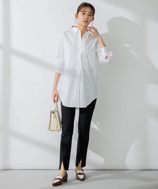 組曲 【WEB限定・ウエストゴム仕様】コンフォータブル スリットパンツ ブラック系