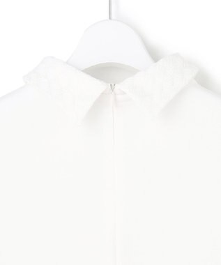 ICB 【先行予約・WEB限定カラーあり】マラボーテライトジョーゼット 半袖ボウタイ付きシャツカラートップス オフホワイト×レース襟［WEB限定］