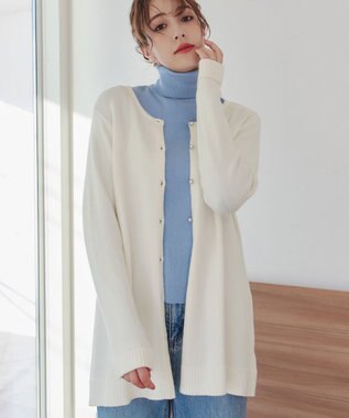 Tiaclasse L 【新色追加・洗える】リブタートルニット サックス