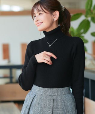 Tiaclasse L 【新色追加・洗える】リブタートルニット ブラック