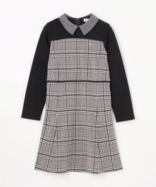 組曲 KIDS 【150-160㎝】レディチェック ワンピース モノトーン