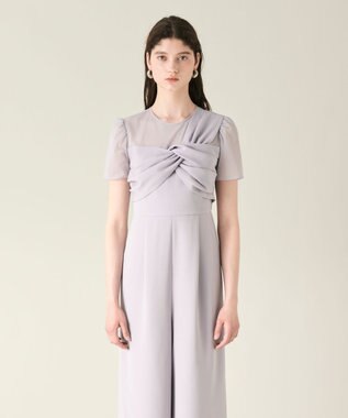 GRACE CONTINENTAL ドレープリボンサロペット グレー