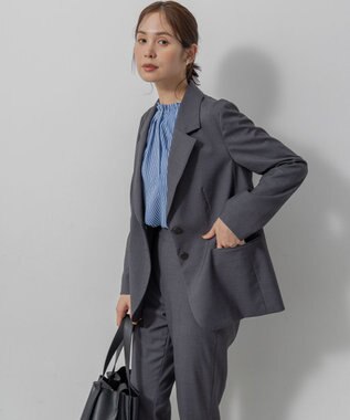 組曲 【加藤ローサさん着用】ハンサムツイル ジャケット チャコールグレー系