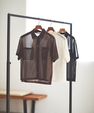 23区 【見上愛さん着用/WEB&一部店舗限定カラーあり】シアー ポロニット ダークブラウン系