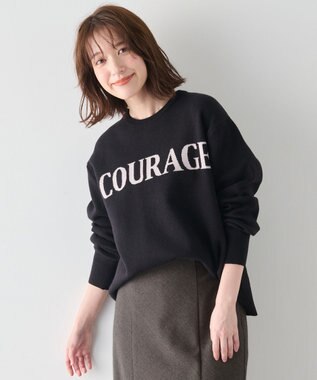 ANY 【洗濯機可】スウェットライクロゴニット ブラック