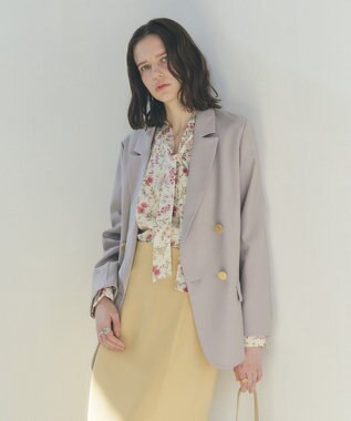 YECCA VECCA ボタニカルフラワー柄ボウタイブラウス Ivory