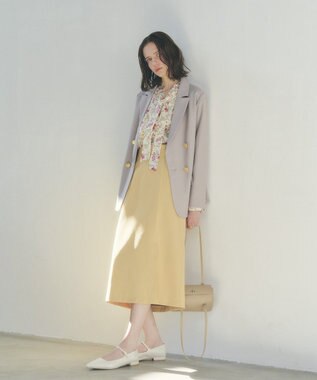 YECCA VECCA ボタニカルフラワー柄ボウタイブラウス Ivory