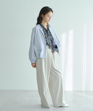 YECCA VECCA ボタニカルフラワー柄ボウタイブラウス Navy