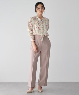 YECCA VECCA ボタニカルフラワー柄ボウタイブラウス Ivory