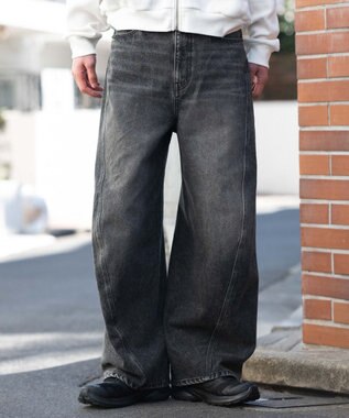WEGO 【ユニセックス着用ITEM/SMLサイズ展開】カバーフィットバルーンデニムパンツ デニムブラックソノタ