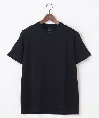 JOSEPH ABBOUD 【オーガニックコットン使用】JOE COTTONサッカーVネック Tシャツ ブラック系