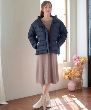 Tiaclasse L 【洗える】リブ切替デザインニットワンピース モカ