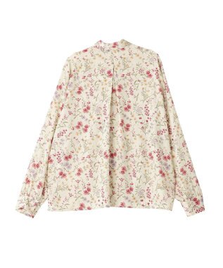 YECCA VECCA ボタニカルフラワー柄ボウタイブラウス Ivory