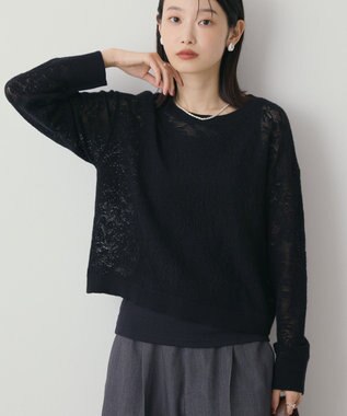 AMERICAN HOLIC レース編みニットプルオーバー Black