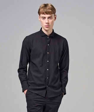 JOSEPH HOMME 【新モデル】トリコサッカーストレッチ 　ホリゾンタルカラーシャツ ブラック系