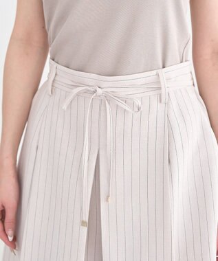 earth music&ecology 【セットアップ対応】ウエストリボンバミューダパンツ Stripe Ivory