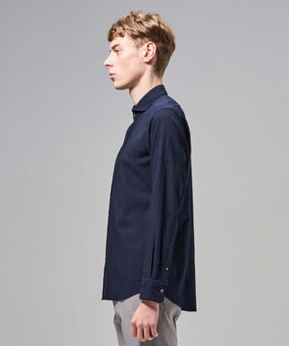 JOSEPH HOMME 【新モデル】トリコサッカーストレッチ 　ホリゾンタルカラーシャツ ネイビー系