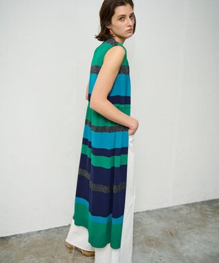 GRACE CONTINENTAL ニットマルチボーダージレ グリーン