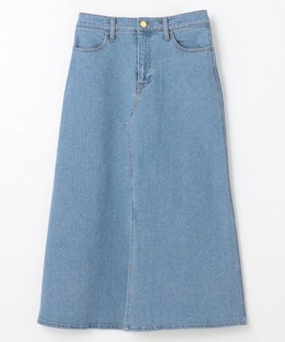 ANY 【洗濯機可能/ストレッチ】フロントスリットデニムスカート ライトインディゴ