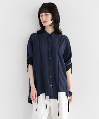 YECCA VECCA ストリングデザインシャツ Navy