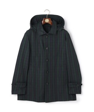 J.PRESS MEN 【オンオフ兼用 / ストレッチ / 撥水 / 洗える】トリコット3レイヤーバルマカンショートコート / フードデタッチャブル ネイビー系3