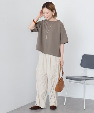 AMERICAN HOLIC 2WAYオフショルスウェット半袖プルオーバー Gray Beige