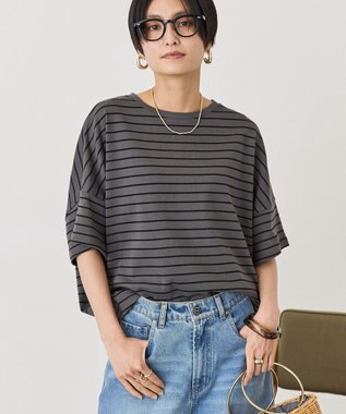 AMERICAN HOLIC 【先行予約】ボーダーコクーンプルオーバー Chacoal Gray